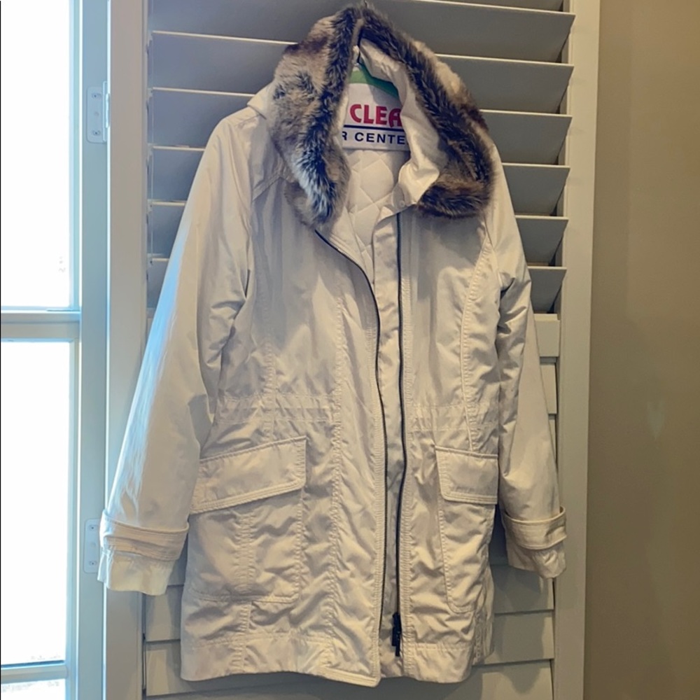 WHBM cream coat with detachable hood